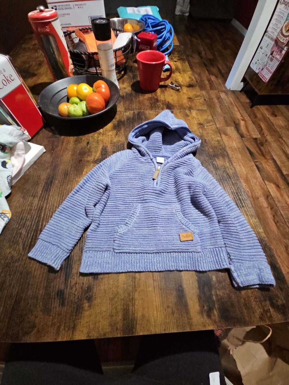 (512) Opaline Pullover Hoodie Size 2A 91CM  Blue Knit
